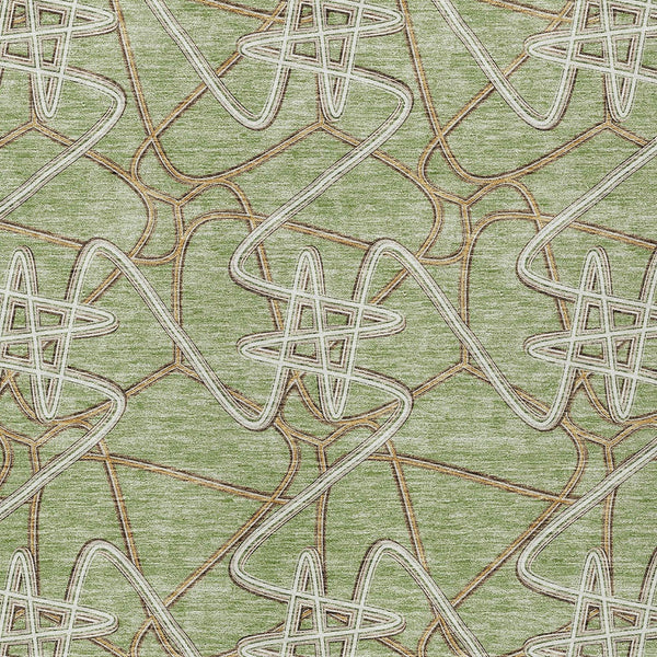 Homeroots 3' Stylish Geometric Washable Area Rug For Indoor And Outdoor Spaces - Durable & Easy To Clean! Sage Polyester 612778