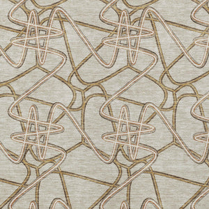 Homeroots 3' Stylish Geometric Washable Area Rug For Indoor And Outdoor Spaces - Durable & Easy To Clean! Beige Polyester 612779