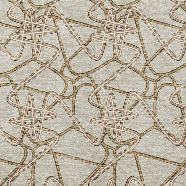 Homeroots 3' Stylish Geometric Washable Area Rug For Indoor And Outdoor Spaces - Durable & Easy To Clean! Beige Polyester 612779