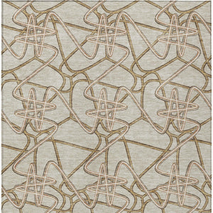 Homeroots 3' Stylish Geometric Washable Area Rug For Indoor And Outdoor Spaces - Durable & Easy To Clean! Beige Polyester 612780