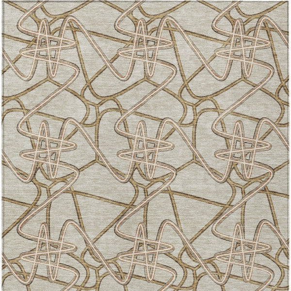 Homeroots 3' Stylish Geometric Washable Area Rug For Indoor And Outdoor Spaces - Durable & Easy To Clean! Beige Polyester 612780