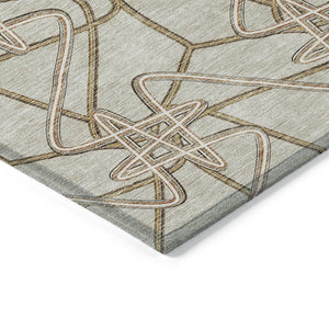 Homeroots 3' Stylish Geometric Washable Area Rug For Indoor And Outdoor Spaces - Durable & Easy To Clean! Beige Polyester 612780