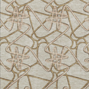 Homeroots 3' Stylish Geometric Washable Area Rug For Indoor And Outdoor Spaces - Durable & Easy To Clean! Beige Polyester 612780