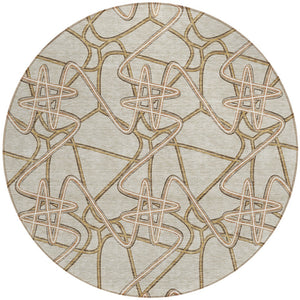 Homeroots 3' Stylish Geometric Washable Area Rug For Indoor And Outdoor Spaces - Durable & Easy To Clean! Beige Polyester 612781