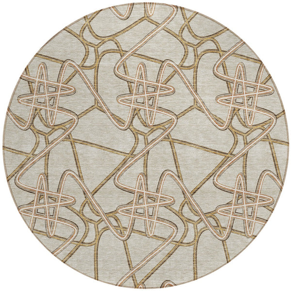 Homeroots 3' Stylish Geometric Washable Area Rug For Indoor And Outdoor Spaces - Durable & Easy To Clean! Beige Polyester 612781