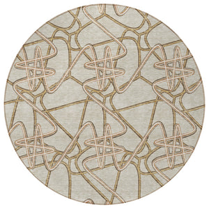 Homeroots 3' Stylish Geometric Washable Area Rug For Indoor And Outdoor Spaces - Durable & Easy To Clean! Beige Polyester 612781