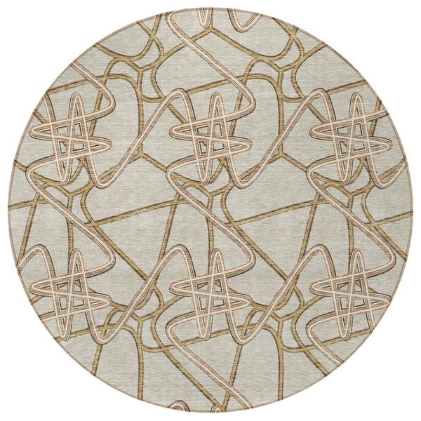 Homeroots 3' Stylish Geometric Washable Area Rug For Indoor And Outdoor Spaces - Durable & Easy To Clean! Beige Polyester 612781