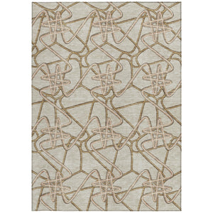Homeroots 3' Stylish Geometric Washable Area Rug For Indoor And Outdoor Spaces - Durable & Easy To Clean! Beige Polyester 612782