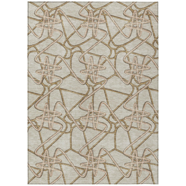 Homeroots 3' Stylish Geometric Washable Area Rug For Indoor And Outdoor Spaces - Durable & Easy To Clean! Beige Polyester 612783