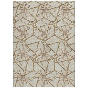 Homeroots 3' Stylish Geometric Washable Area Rug For Indoor And Outdoor Spaces - Durable & Easy To Clean! Beige Polyester 612783