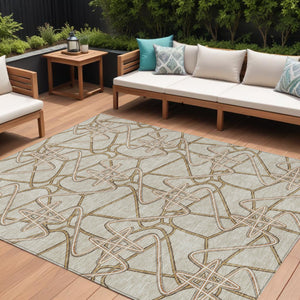 Homeroots 3' Stylish Geometric Washable Area Rug For Indoor And Outdoor Spaces - Durable & Easy To Clean! Beige Polyester 612784