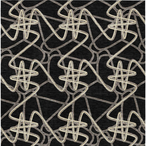 Homeroots 3' Stylish Geometric Washable Area Rug For Indoor And Outdoor Spaces - Durable & Easy To Clean! Black Polyester 612785