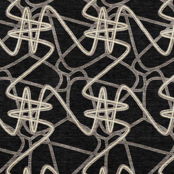 Homeroots 3' Stylish Geometric Washable Area Rug For Indoor And Outdoor Spaces - Durable & Easy To Clean! Black Polyester 612785