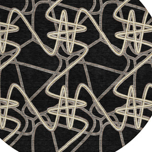 Homeroots 3' Stylish Geometric Washable Area Rug For Indoor And Outdoor Spaces - Durable & Easy To Clean! Black Polyester 612787