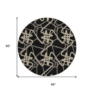 Homeroots 3' Stylish Geometric Washable Area Rug For Indoor And Outdoor Spaces - Durable & Easy To Clean! Black Polyester 612787