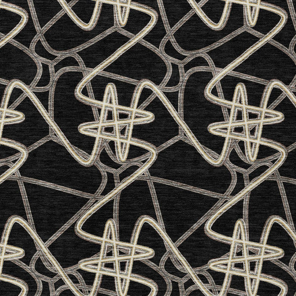 Homeroots 3' Stylish Geometric Washable Area Rug For Indoor And Outdoor Spaces - Durable & Easy To Clean! Black Polyester 612788