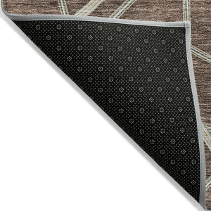 Homeroots 3' Stylish Geometric Washable Area Rug For Indoor And Outdoor Spaces - Durable & Easy To Clean! Brown Polyester 612791