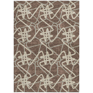 Homeroots 3' Stylish Geometric Washable Area Rug For Indoor And Outdoor Spaces - Durable & Easy To Clean! Brown Polyester 612791