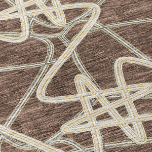 Homeroots 3' Stylish Geometric Washable Area Rug For Indoor And Outdoor Spaces - Durable & Easy To Clean! Brown Polyester 612791