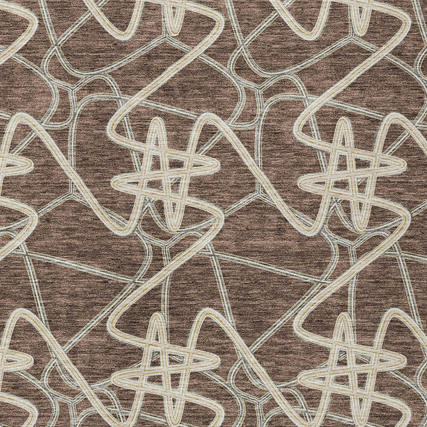 Homeroots 3' Stylish Geometric Washable Area Rug For Indoor And Outdoor Spaces - Durable & Easy To Clean! Brown Polyester 612792