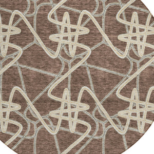 Homeroots 3' Stylish Geometric Washable Area Rug For Indoor And Outdoor Spaces - Durable & Easy To Clean! Brown Polyester 612793