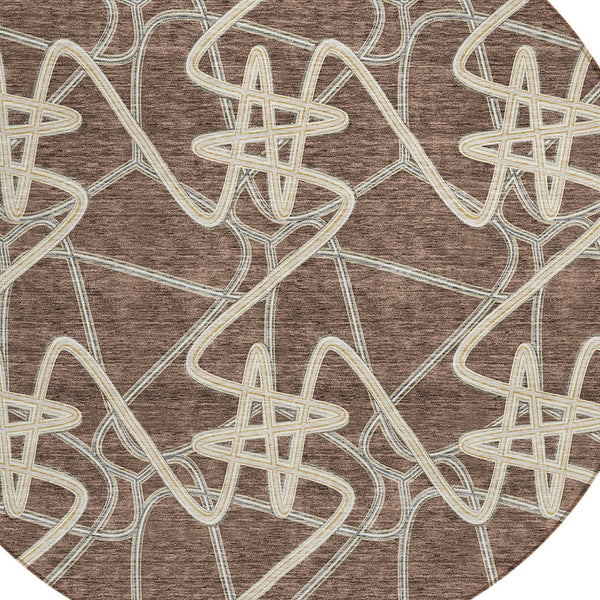 Homeroots 3' Stylish Geometric Washable Area Rug For Indoor And Outdoor Spaces - Durable & Easy To Clean! Brown Polyester 612793