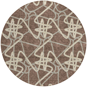 Homeroots 3' Stylish Geometric Washable Area Rug For Indoor And Outdoor Spaces - Durable & Easy To Clean! Brown Polyester 612793