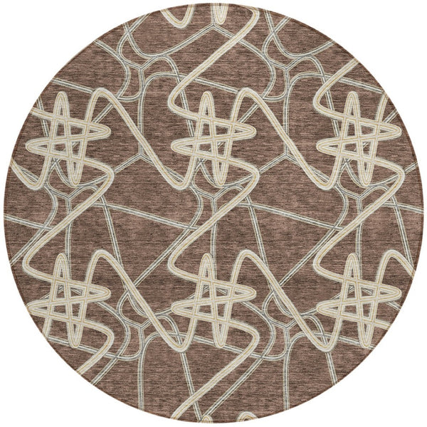 Homeroots 3' Stylish Geometric Washable Area Rug For Indoor And Outdoor Spaces - Durable & Easy To Clean! Brown Polyester 612793
