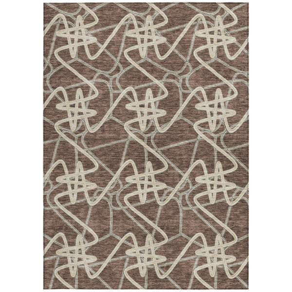 Homeroots 3' Stylish Geometric Washable Area Rug For Indoor And Outdoor Spaces - Durable & Easy To Clean! Brown Polyester 612794