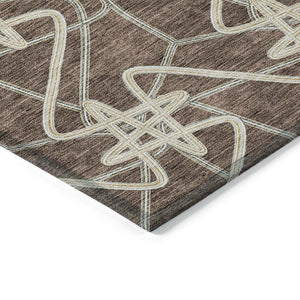 Homeroots 3' Stylish Geometric Washable Area Rug For Indoor And Outdoor Spaces - Durable & Easy To Clean! Brown Polyester 612794
