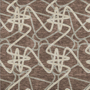 Homeroots 3' Stylish Geometric Washable Area Rug For Indoor And Outdoor Spaces - Durable & Easy To Clean! Brown Polyester 612794