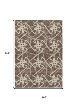 Homeroots 3' Stylish Geometric Washable Area Rug For Indoor And Outdoor Spaces - Durable & Easy To Clean! Brown Polyester 612795
