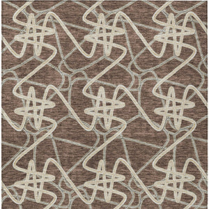 Homeroots 3' Stylish Geometric Washable Area Rug For Indoor And Outdoor Spaces - Durable & Easy To Clean! Brown Polyester 612796