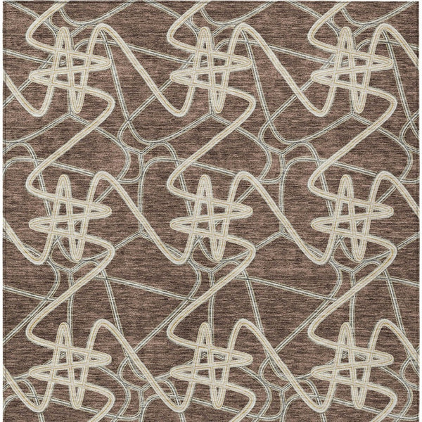 Homeroots 3' Stylish Geometric Washable Area Rug For Indoor And Outdoor Spaces - Durable & Easy To Clean! Brown Polyester 612796