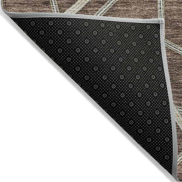 Homeroots 3' Stylish Geometric Washable Area Rug For Indoor And Outdoor Spaces - Durable & Easy To Clean! Brown Polyester 612796