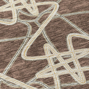 Homeroots 3' Stylish Geometric Washable Area Rug For Indoor And Outdoor Spaces - Durable & Easy To Clean! Brown Polyester 612796