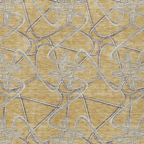 Homeroots 3' Stylish Geometric Washable Area Rug For Indoor And Outdoor Spaces - Durable & Easy To Clean! Gold Polyester 612797