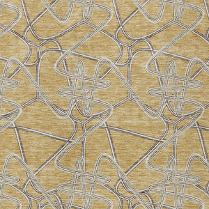 Homeroots 3' Stylish Geometric Washable Area Rug For Indoor And Outdoor Spaces - Durable & Easy To Clean! Gold Polyester 612798