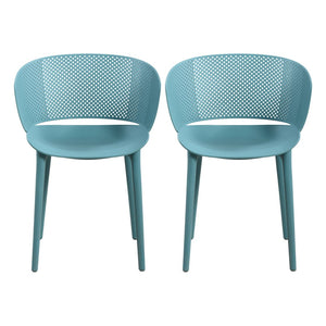 English Elm Gerald Outdoor Stackable Dining Chairs Uv Resistant Molded Plastic Patio Set of 2 Sky Blue N776P390476B
