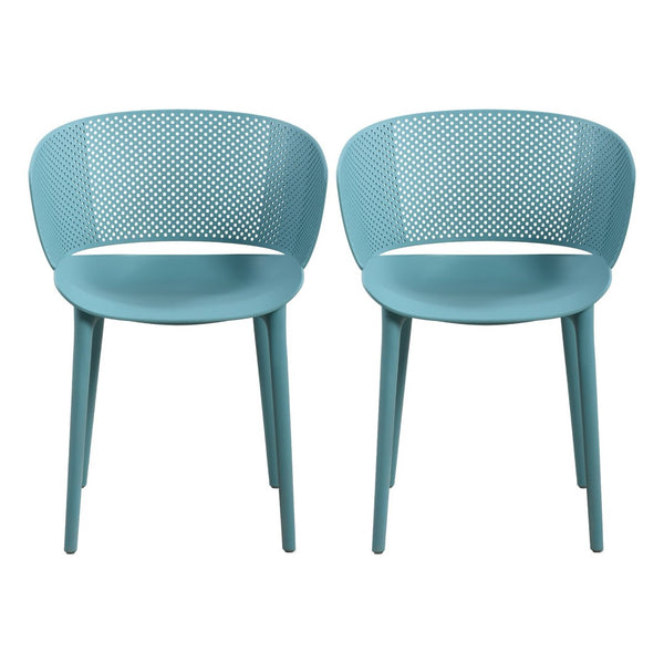 English Elm Gerald Outdoor Stackable Dining Chairs Uv Resistant Molded Plastic Patio Set of 2 Sky Blue N776P390476B