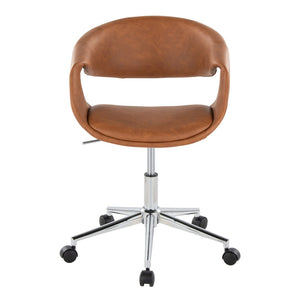 English Elm Task Chair with Chrome Five Star Base Grey Fabric Seat for Modern Home Office Use Camel,Chrome B202P474182