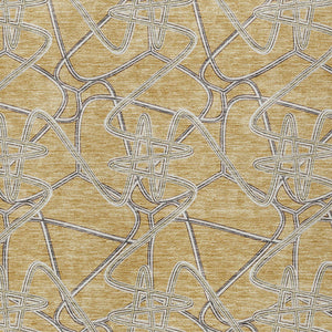 Homeroots 3' Stylish Geometric Washable Area Rug For Indoor And Outdoor Spaces - Durable & Easy To Clean! Gold Polyester 612802