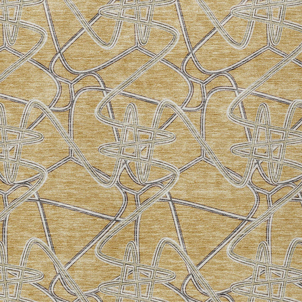 Homeroots 3' Stylish Geometric Washable Area Rug For Indoor And Outdoor Spaces - Durable & Easy To Clean! Gold Polyester 612802