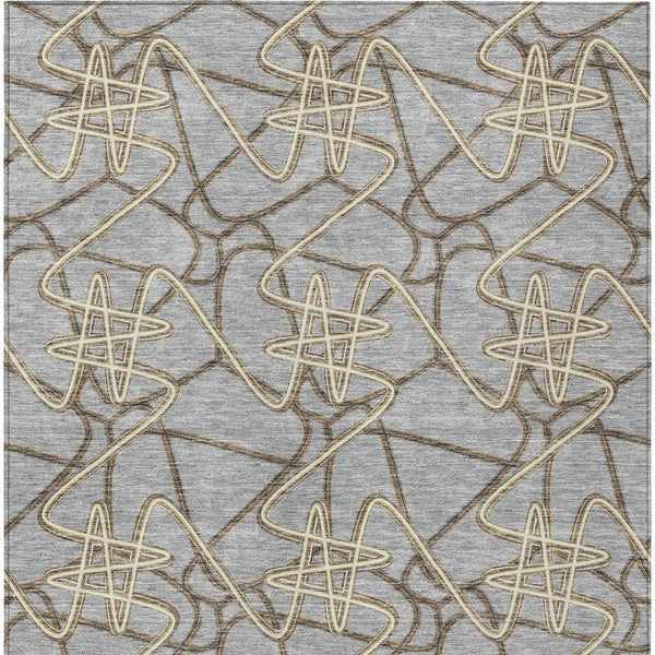 Homeroots 3' Stylish Geometric Washable Area Rug For Indoor And Outdoor Spaces - Durable & Easy To Clean! Gray Polyester 612803