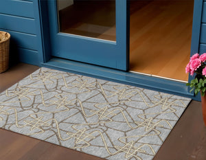 Homeroots 3' Stylish Geometric Washable Area Rug For Indoor And Outdoor Spaces - Durable & Easy To Clean! Gray Polyester 612803