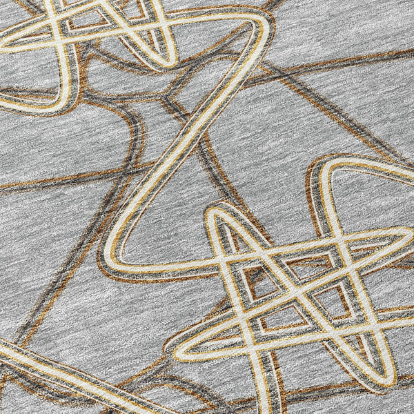 Homeroots 3' Stylish Geometric Washable Area Rug For Indoor And Outdoor Spaces - Durable & Easy To Clean! Gray Polyester 612803