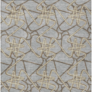 Homeroots 3' Stylish Geometric Washable Area Rug For Indoor And Outdoor Spaces - Durable & Easy To Clean! Gray Polyester 612804