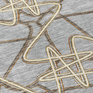 Homeroots 3' Stylish Geometric Washable Area Rug For Indoor And Outdoor Spaces - Durable & Easy To Clean! Gray Polyester 612804