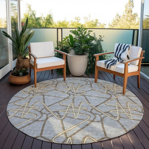 Homeroots 3' Stylish Geometric Washable Area Rug For Indoor And Outdoor Spaces - Durable & Easy To Clean! Gray Polyester 612805