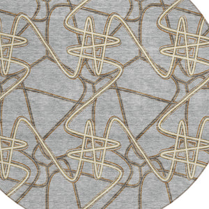 Homeroots 3' Stylish Geometric Washable Area Rug For Indoor And Outdoor Spaces - Durable & Easy To Clean! Gray Polyester 612805